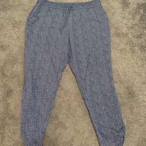 Navy with white print pants